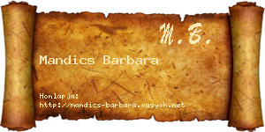 Mandics Barbara névjegykártya